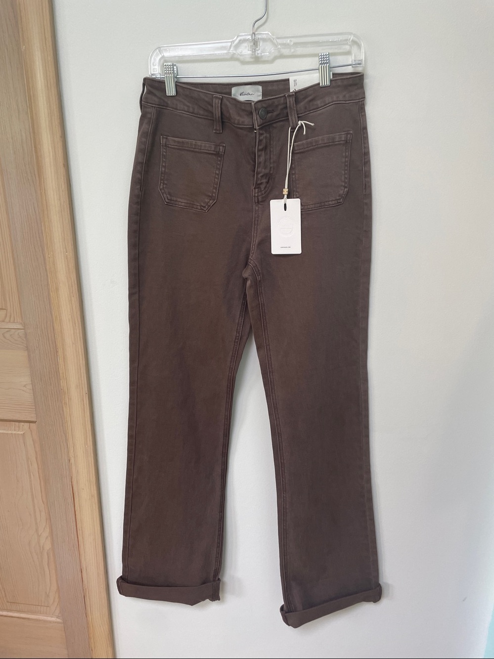 NEW KANCAN 27 high rise relaxed flare jean brown